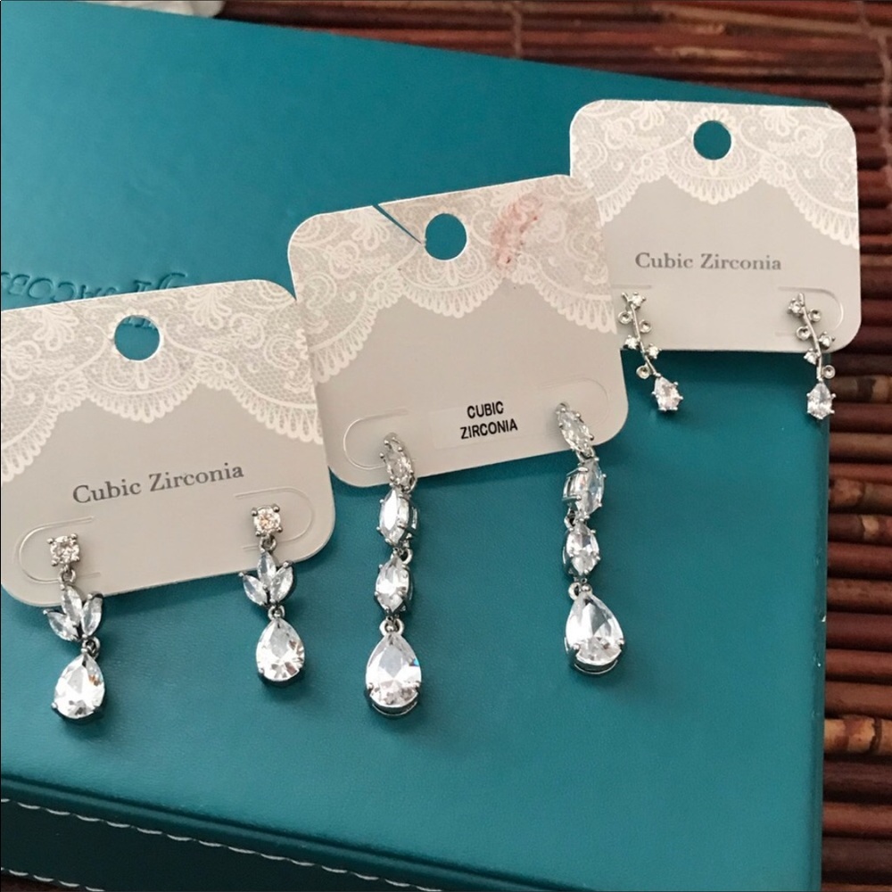 Trio of Charming Charlie Cubic Zirconia Post Earrings NWT. Bundle of three